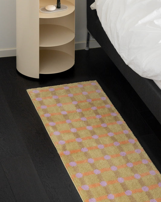 ドットチェックラグ - タンジェリン・オン・サンド 140x45