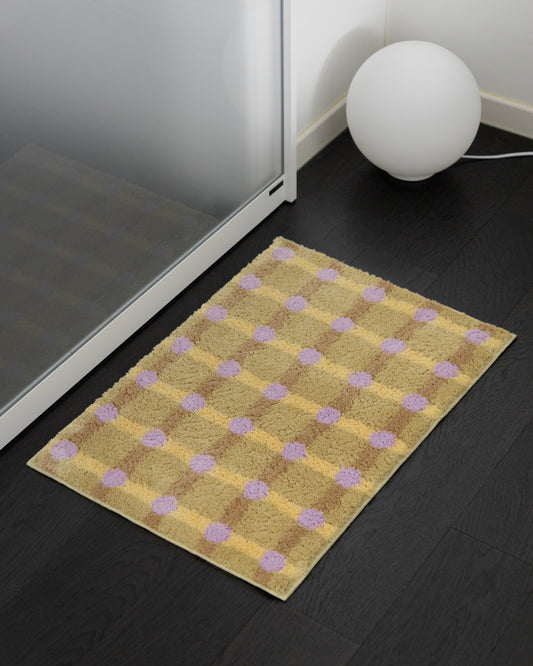 ドットチェックラグ - ラベンダーオンサンド 65x45
