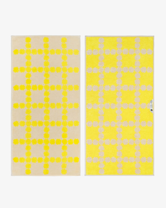 ブロッサムチェック フェイスタオル - イエロー