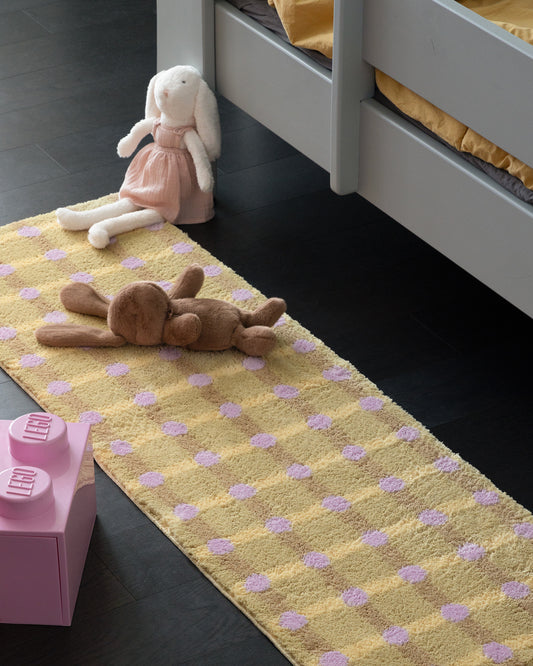 ドットチェックラグ - ラベンダーオンサンド 140x45