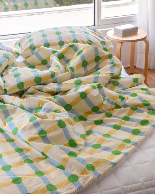 ドットチェックグリーンオンベージュ夏用掛け布団