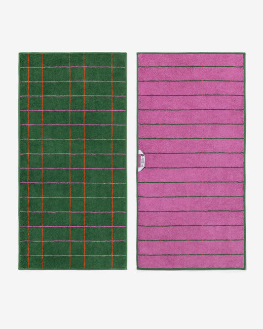 タイルフェイスタオル - ディープグリーン