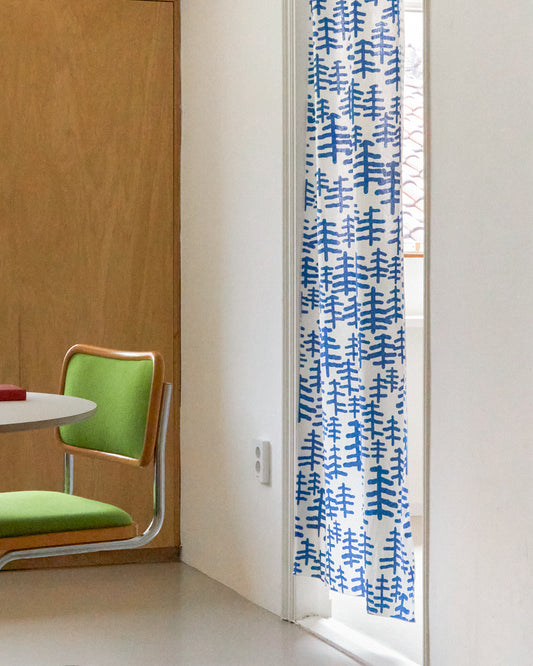 ツリー&ツリー ドアカーテン - ブルー