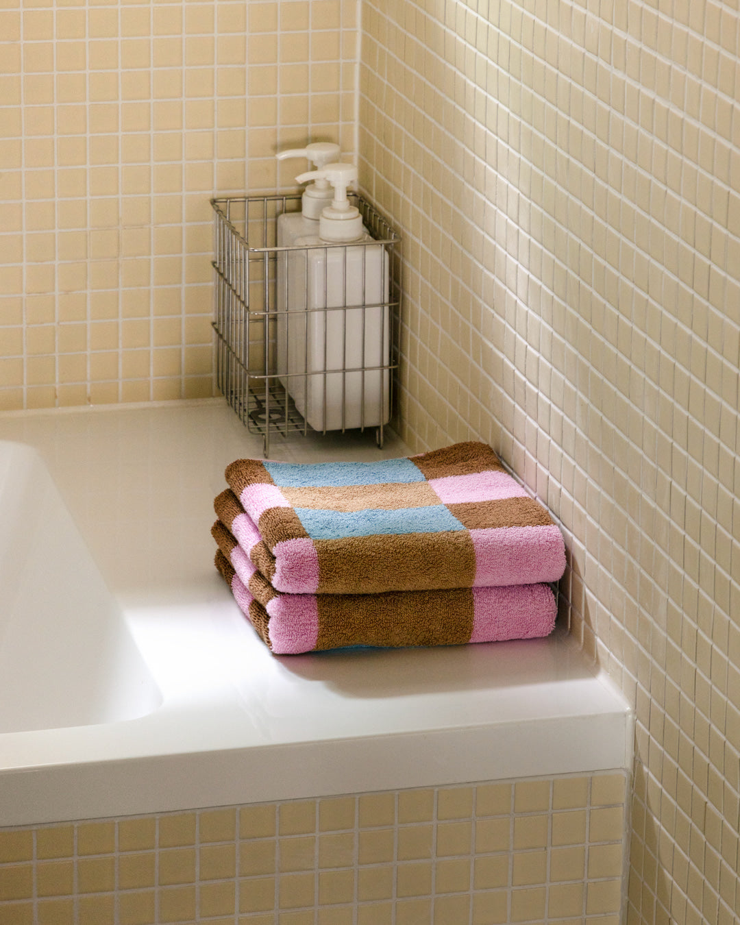 チェックフェイスタオル - ベリーチョコ