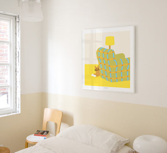 アームチェアで眠る猫のポスター