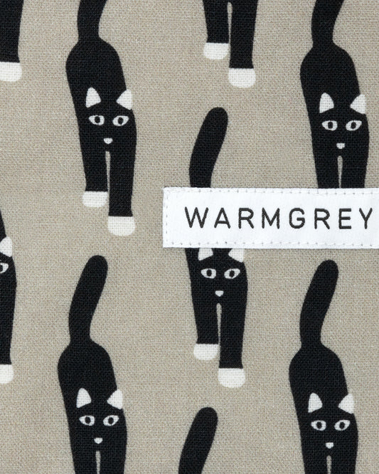 キャットカミングフラットポーチ - グレー (2サイズ)