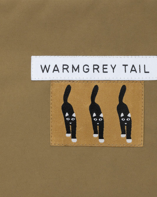 キャットカミングレーベル フラットポーチ - キャメル (2サイズ)