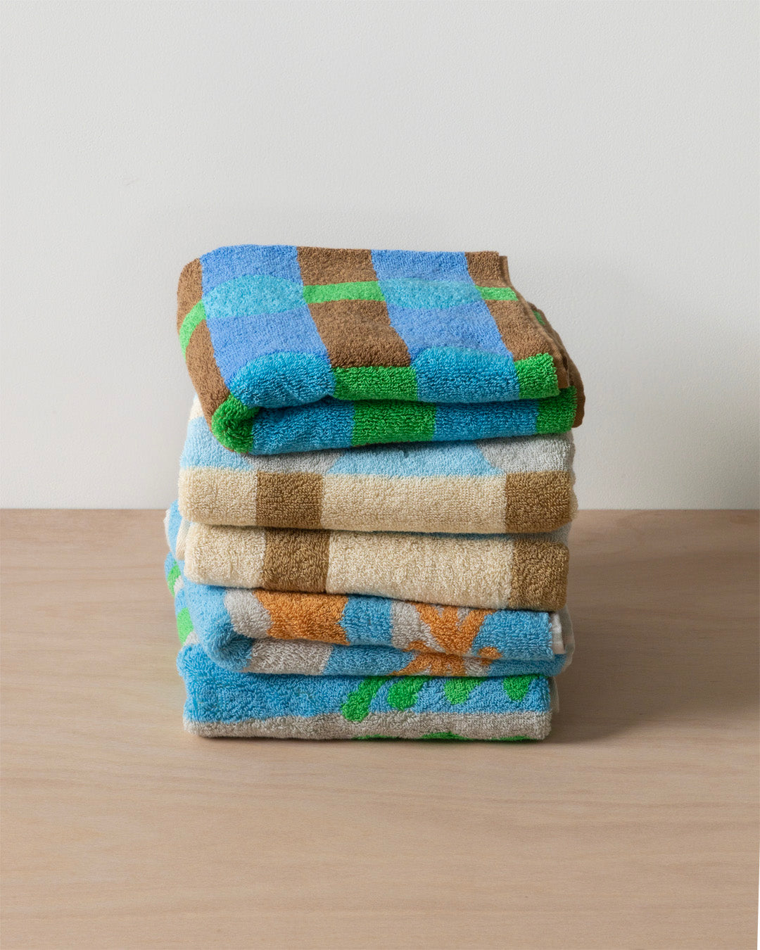 ドットチェック フェイスタオル - クリーム地にグレー