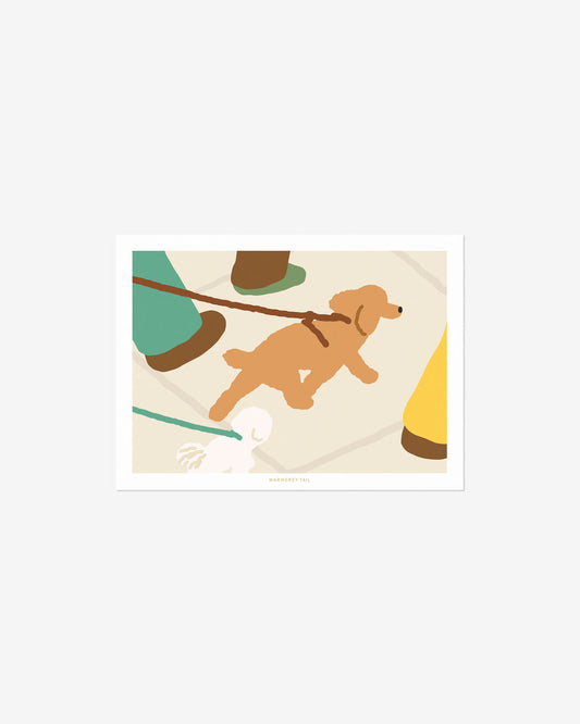 散歩中の犬のポストカード