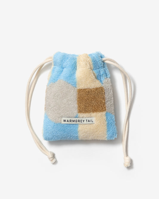 [WGT限定] ドットチェック テリーポーチ - グレーオンクリーム