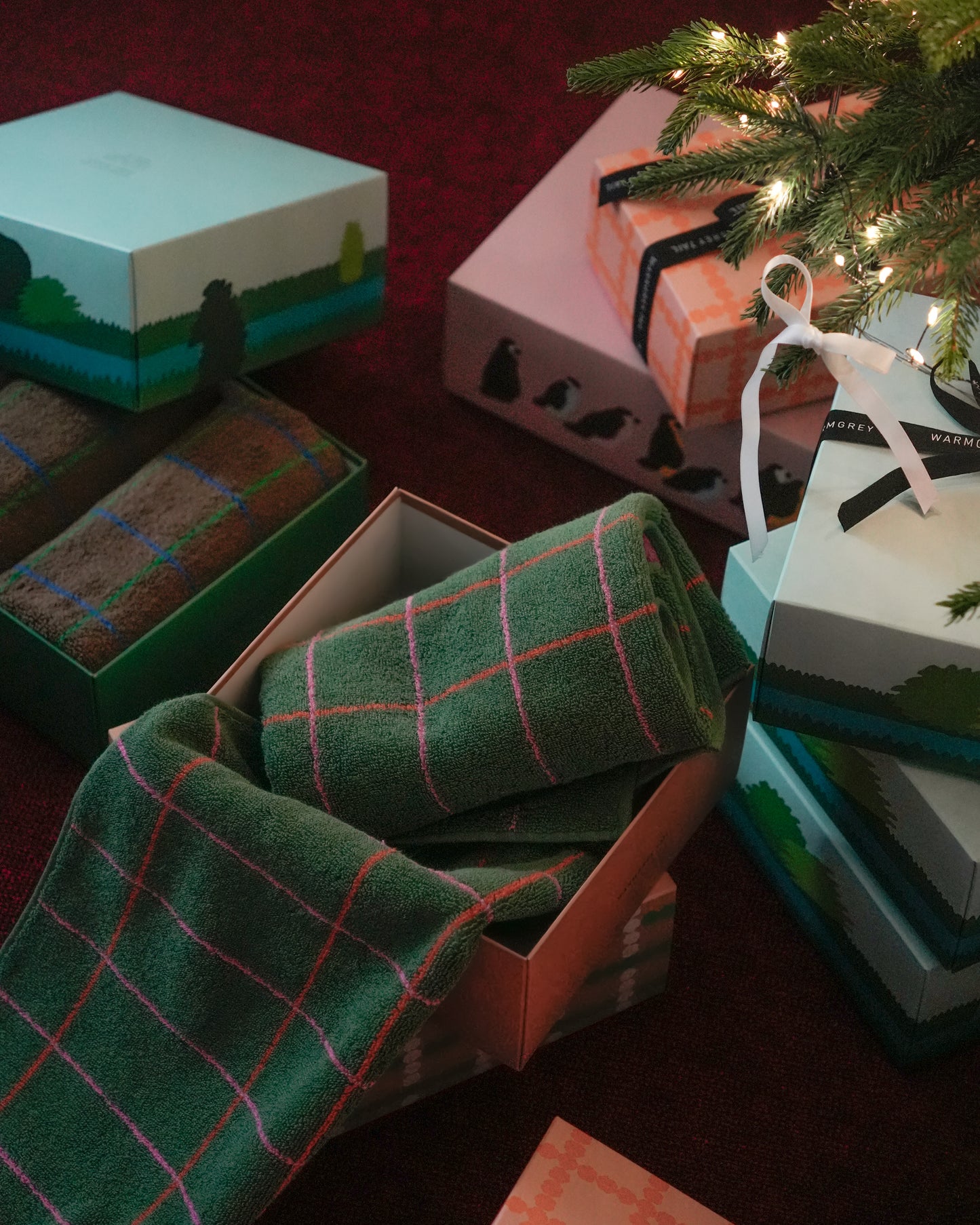 タイルフェイスタオル - ディープグリーン