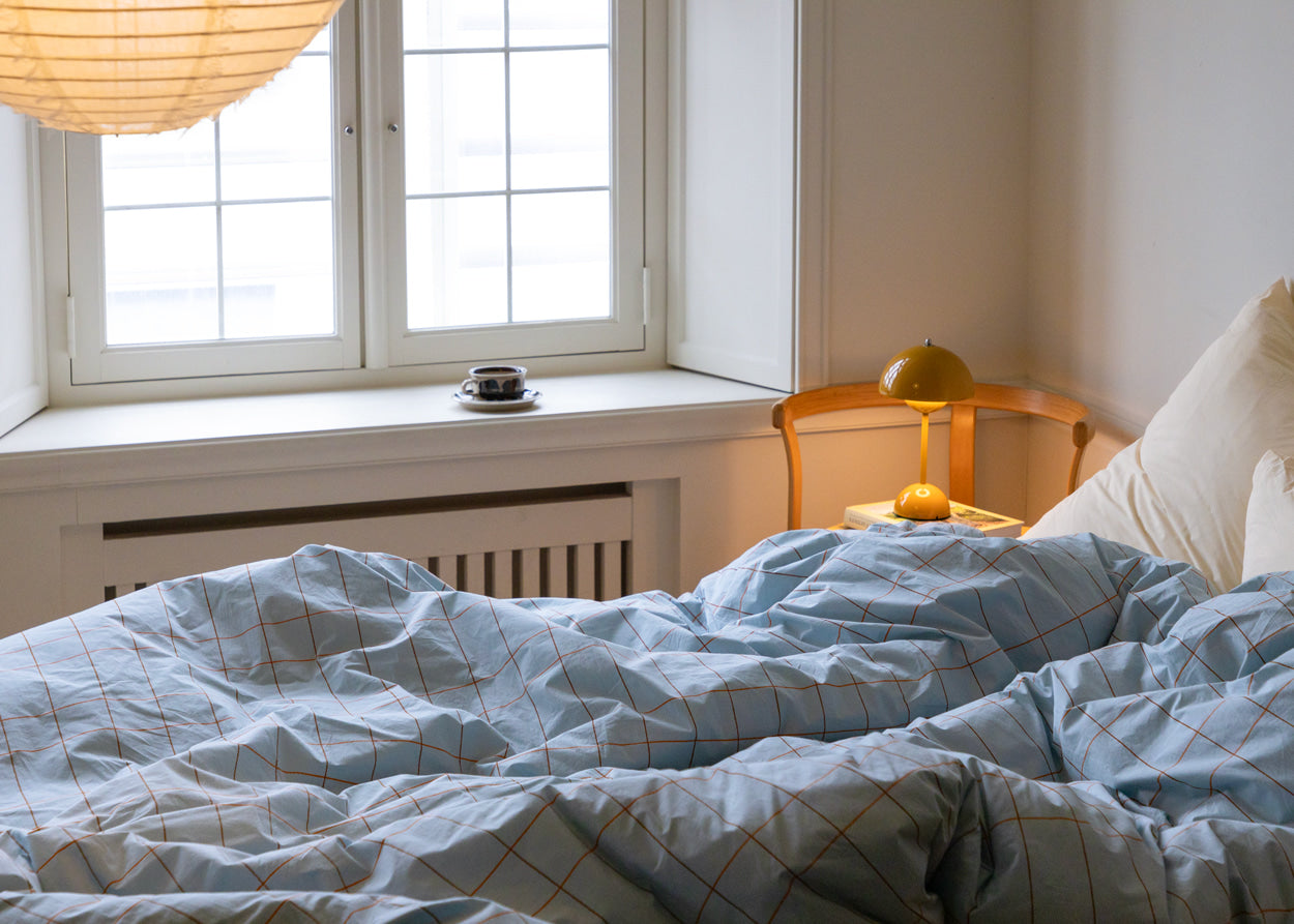 タイルペールブルー掛け布団カバー