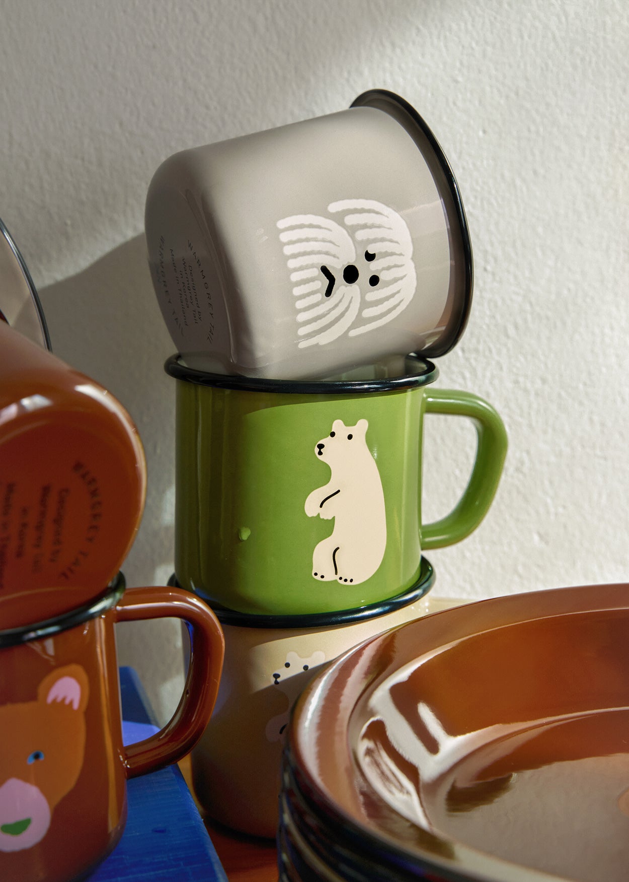 ふわふわ犬 ウォームグレー エナメルマグカップ