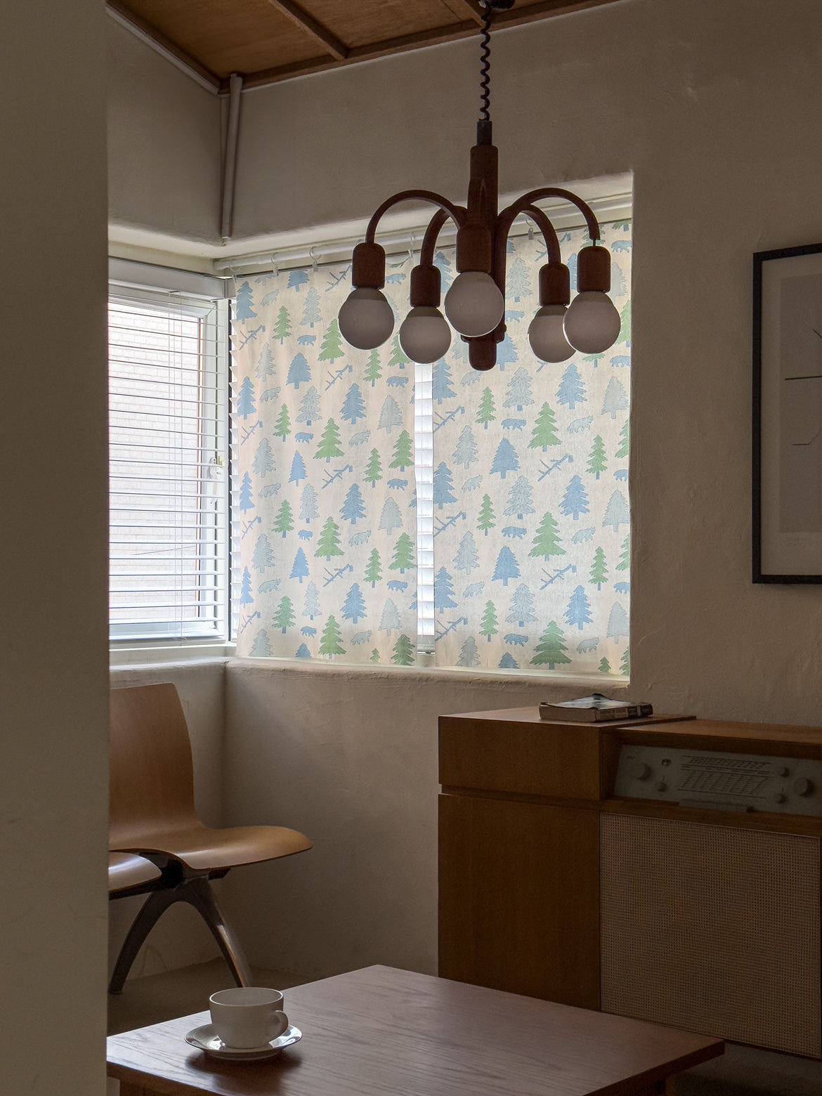 ノースランド ウィンドウカーテン - ブルー＆グリーン