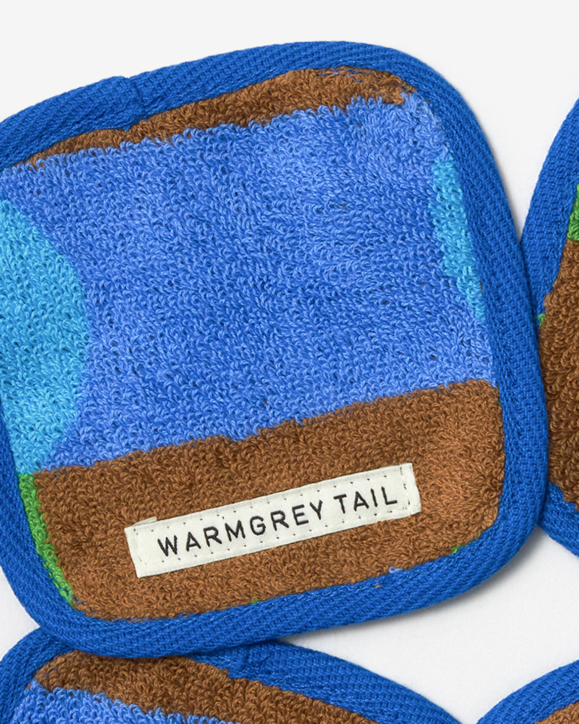 [WGT限定] ドットチェック タオルコースター - ブルーオンブリック