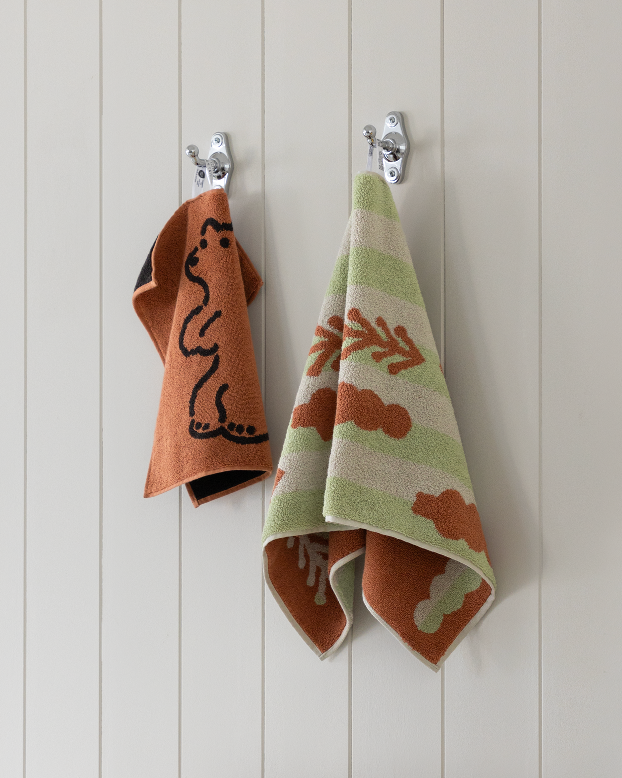 ツリーズ フェイスタオル - レンガ柄 カーキ