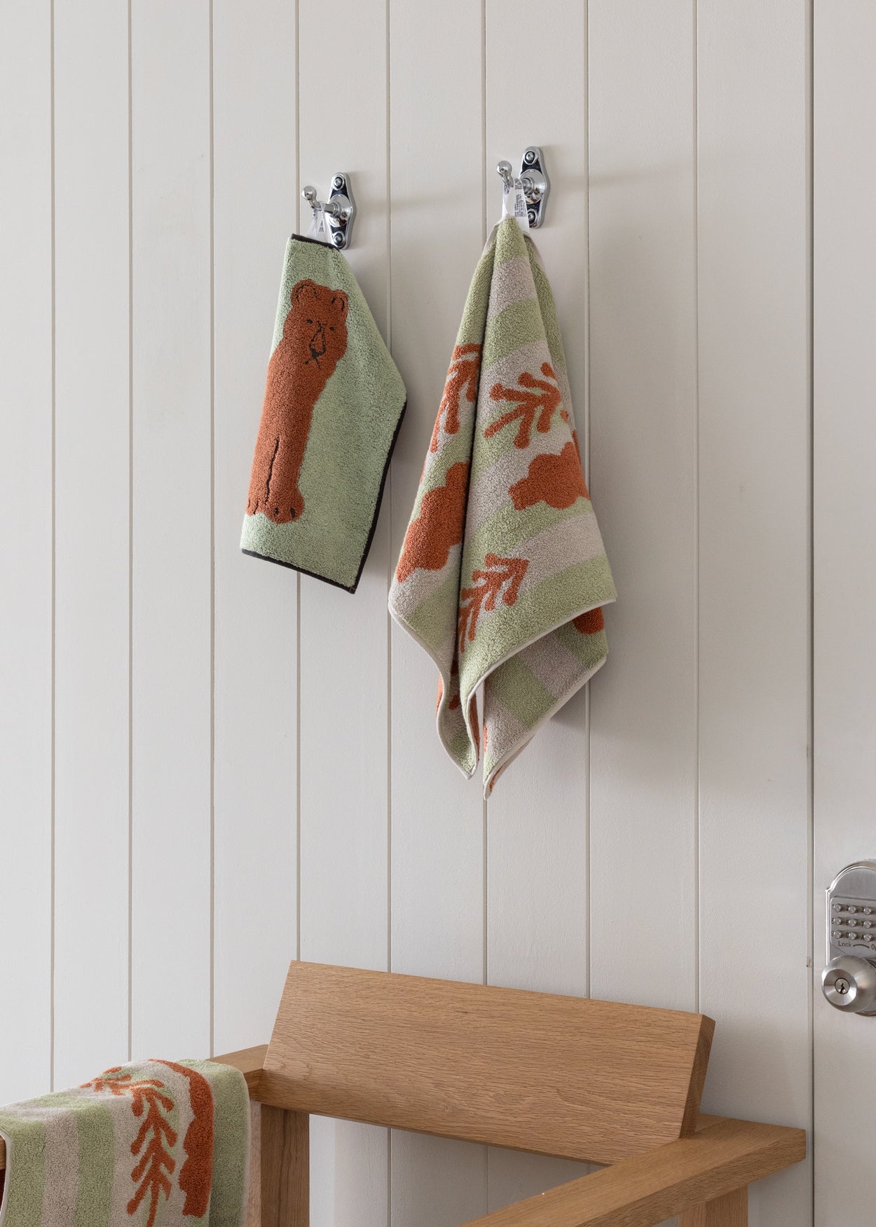 ツリーズ フェイスタオル - レンガ柄 カーキ