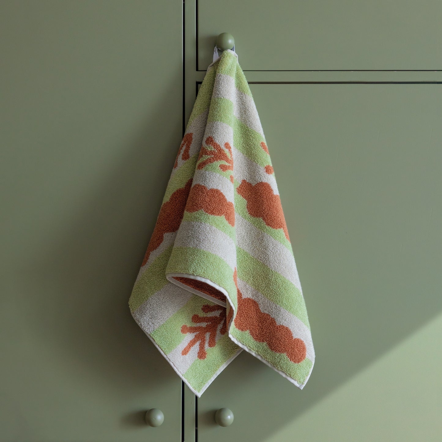 ツリーズ フェイスタオル - レンガ柄 カーキ