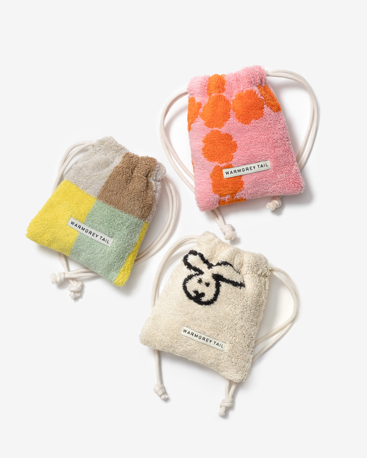 [WGT限定] チェックテリーポーチ - サンドイエロー