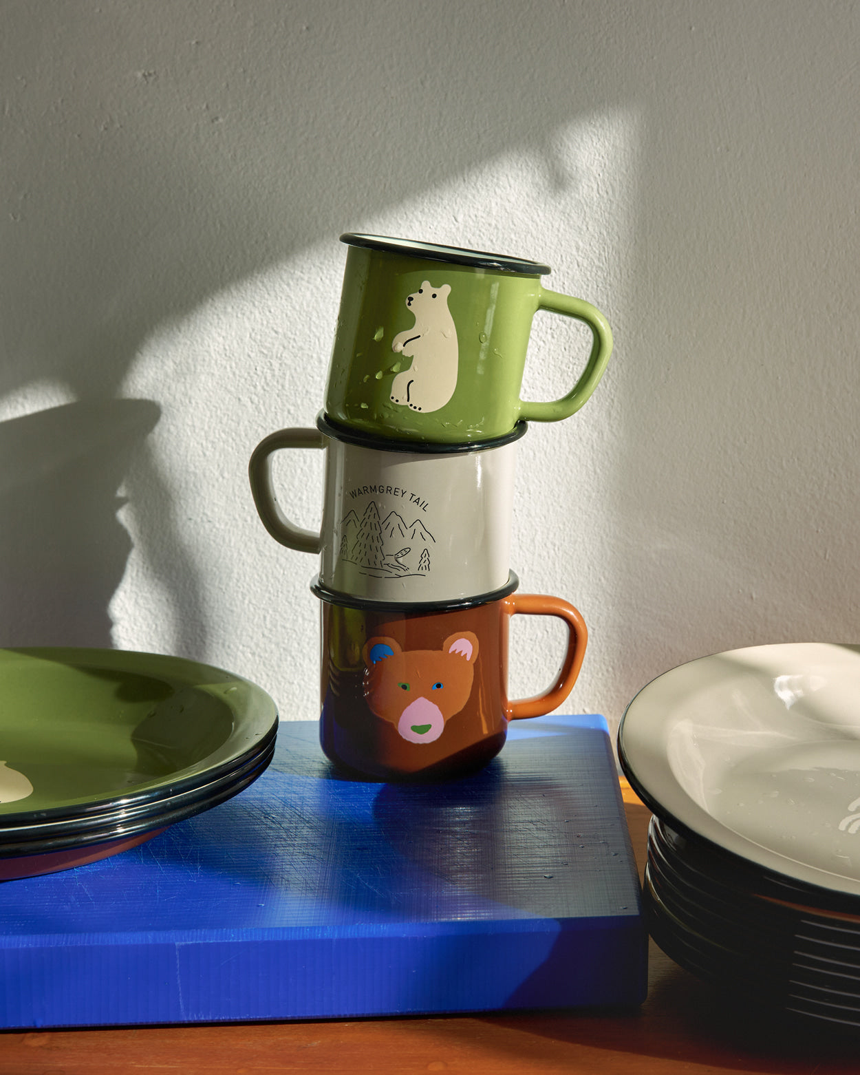 ふわふわ犬 ウォームグレー エナメルマグカップ