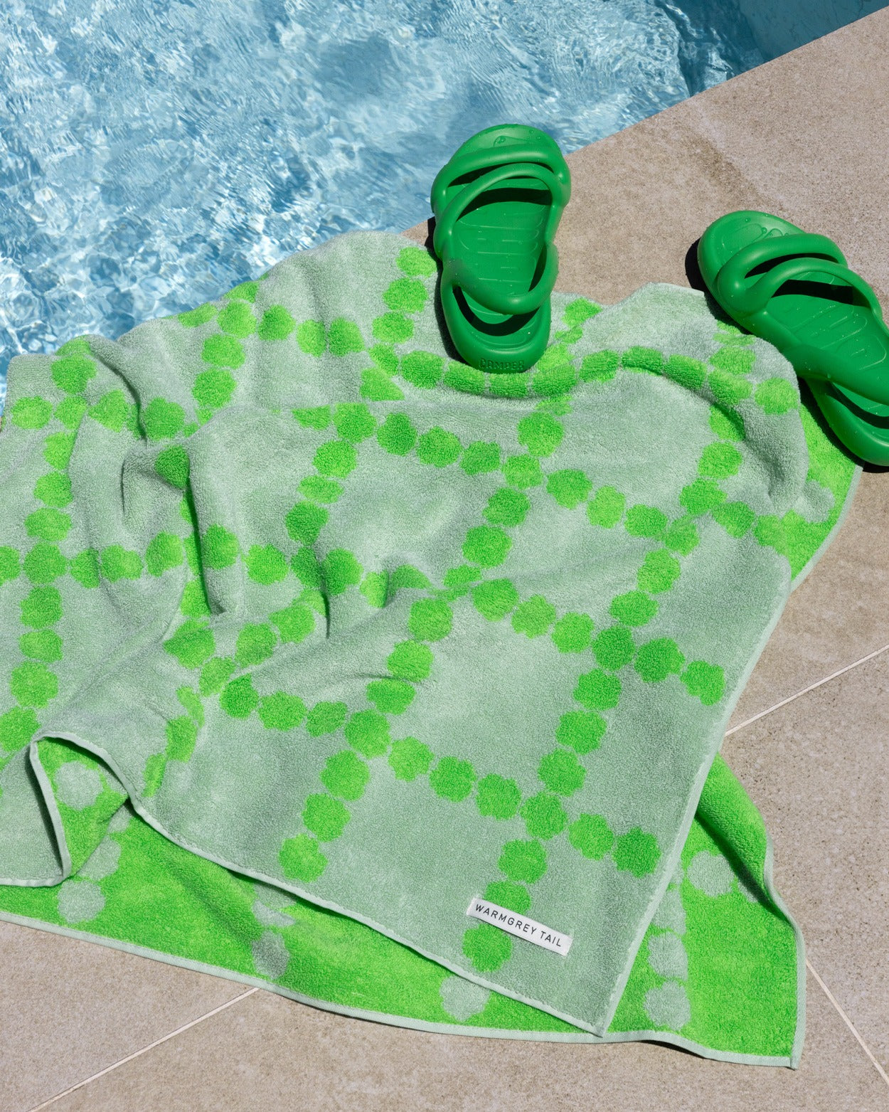 [ビーチ＆バス] ブロッサムチェック ビッグタオル グリーン