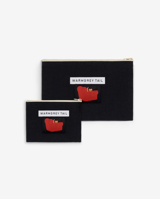 アームチェアフラットポーチ - ブラック (2サイズ)