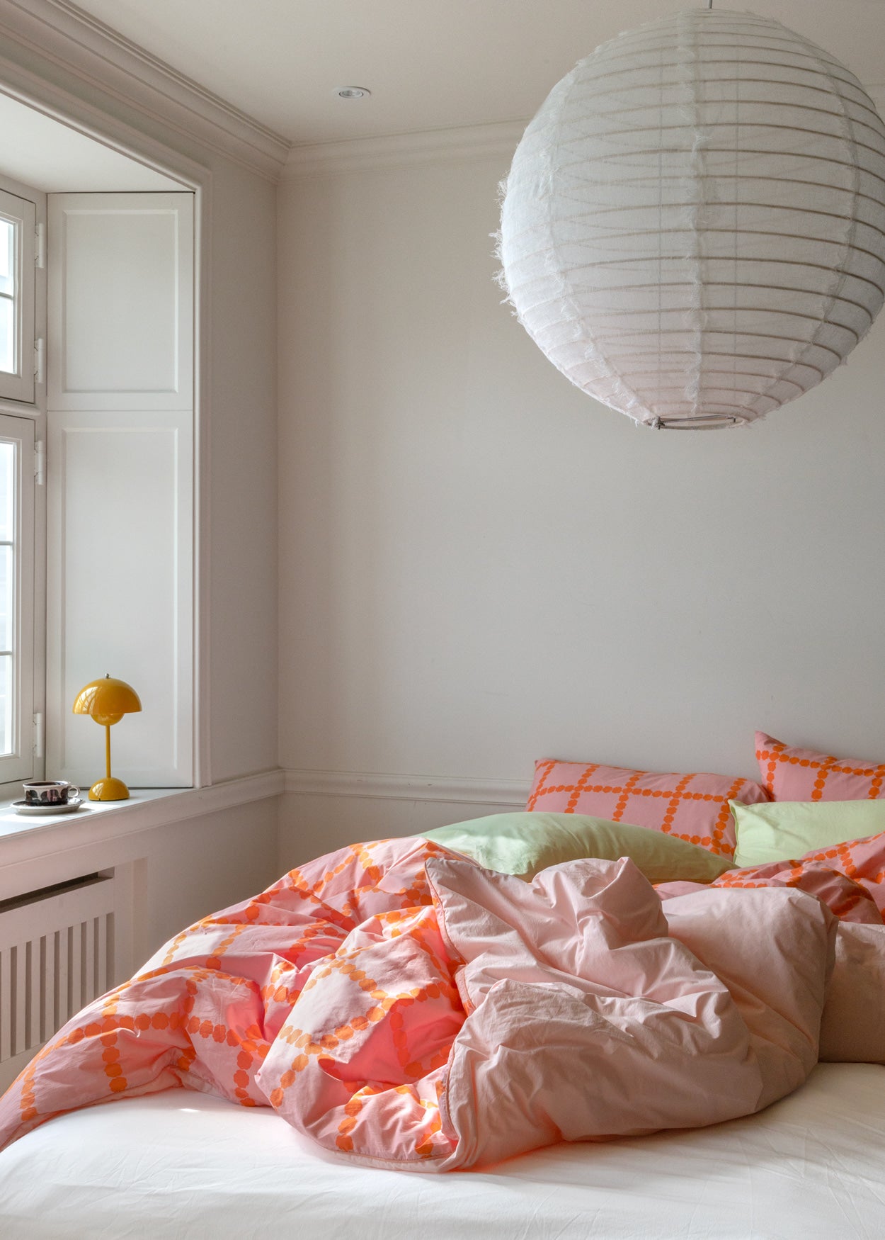 ブロッサムチェックコーラル掛け布団カバー