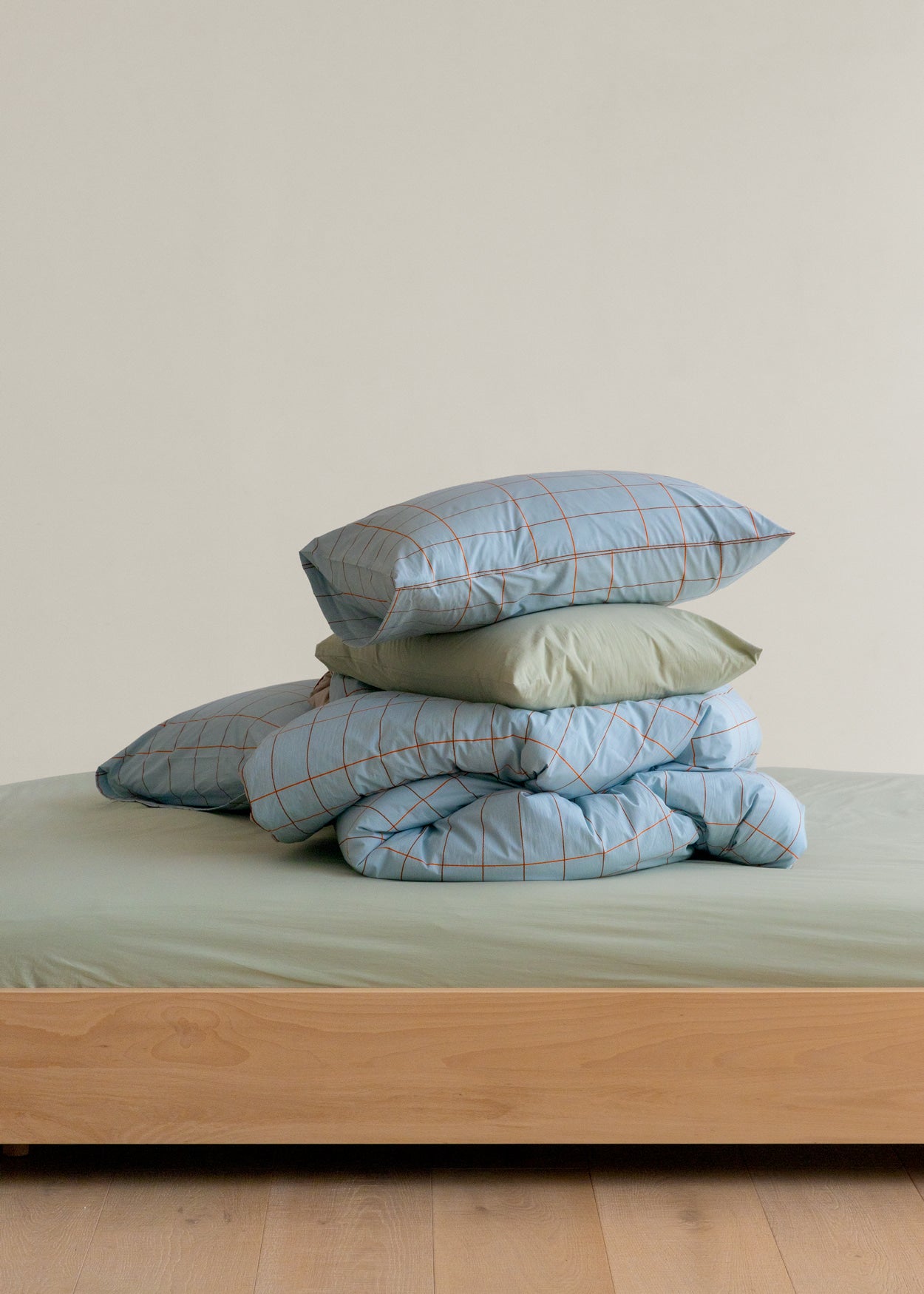 タイルペールブルー掛け布団カバー