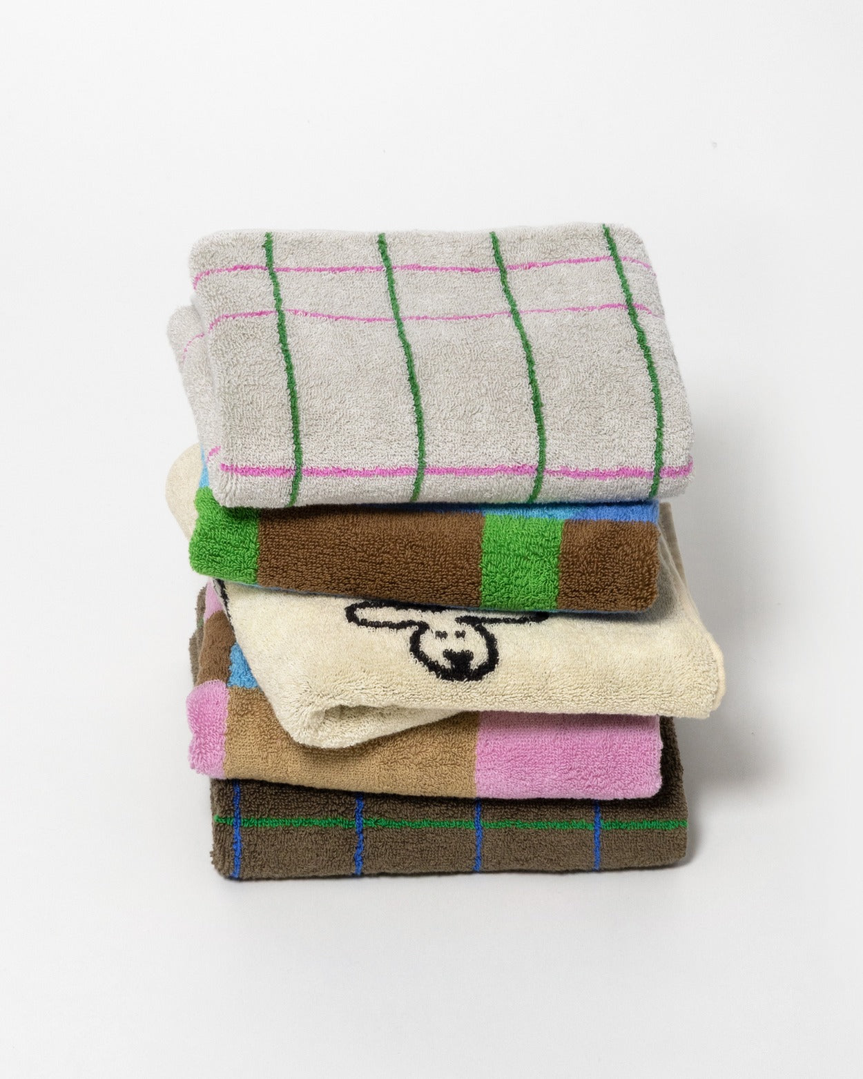 タイルフェイスタオル - グレー