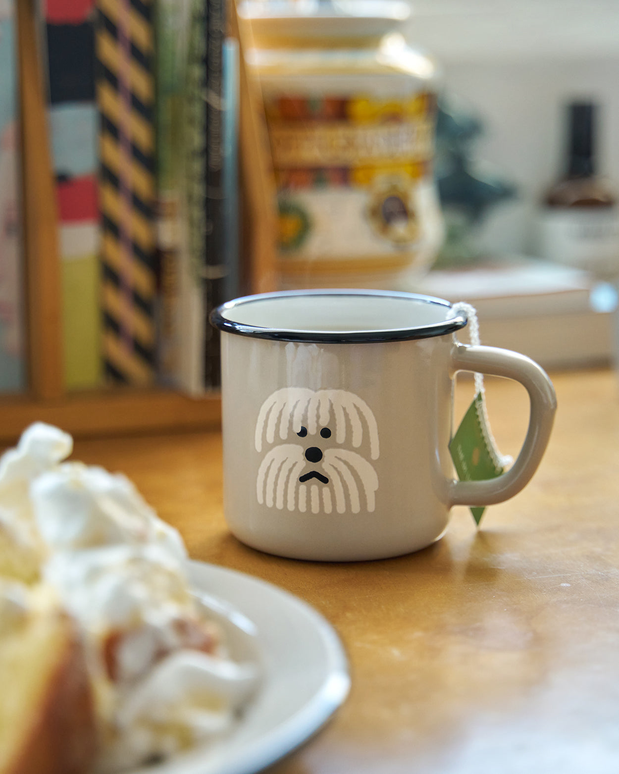 ふわふわ犬 ウォームグレー エナメルマグカップ