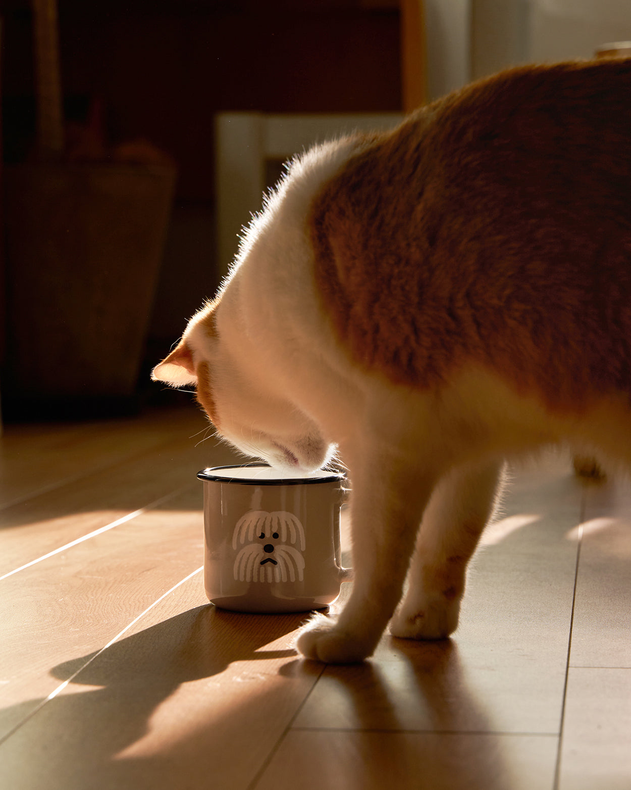 ふわふわ犬 ウォームグレー エナメルマグカップ