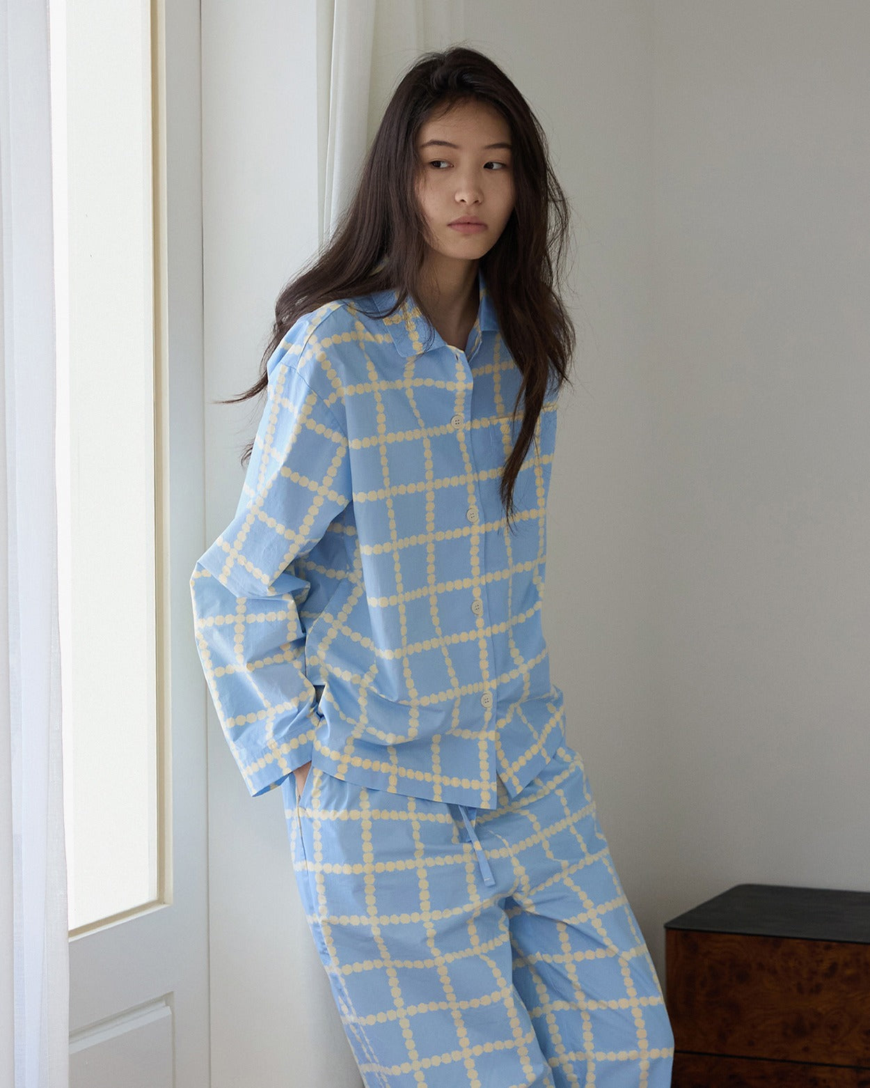 [PRE-ORDER UNTIL OCT 29] BLOSSOM CHECK PAJAMA PANTS - BLUE