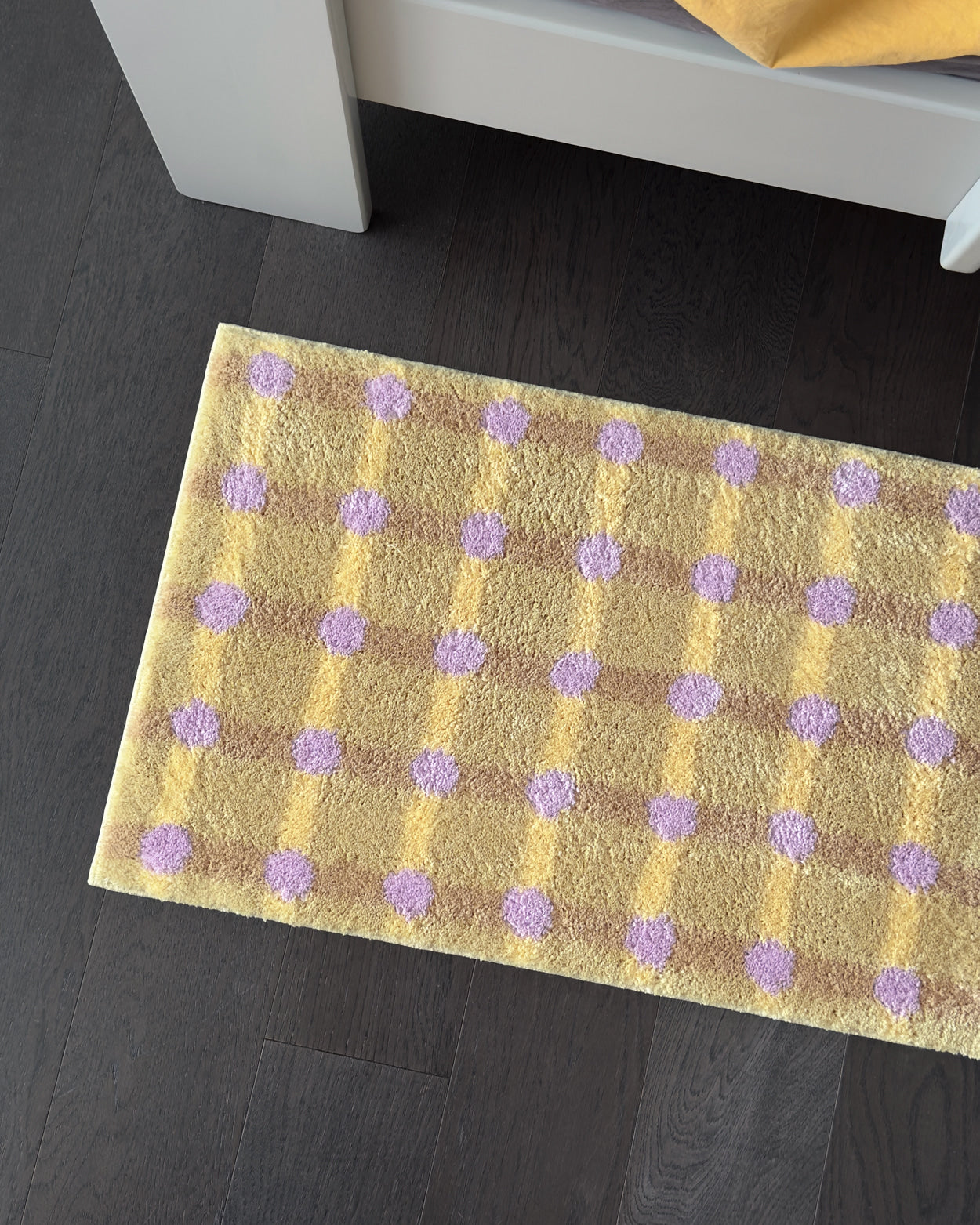 ドットチェックラグ - ラベンダーオンサンド 140x45