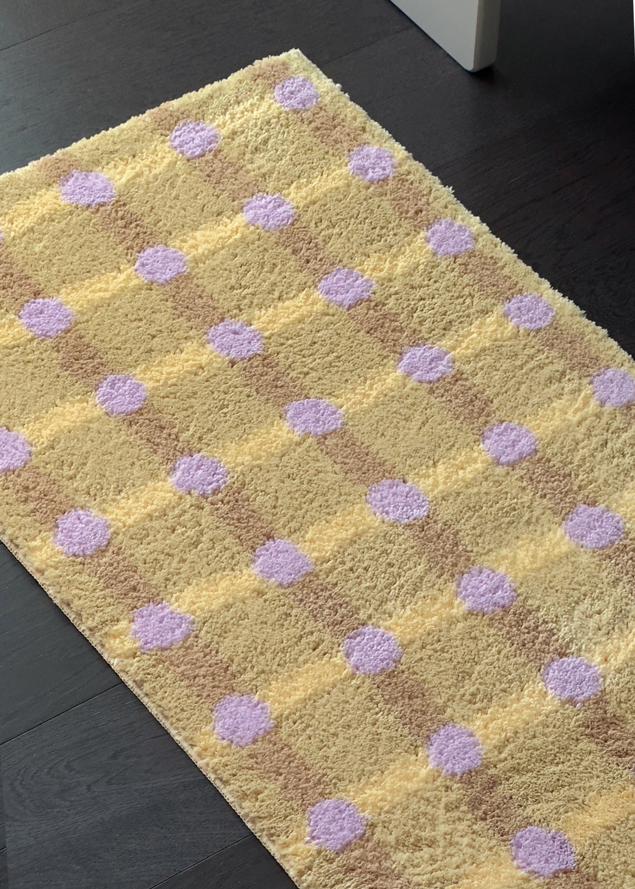 ドットチェックラグ - ラベンダーオンサンド 140x45