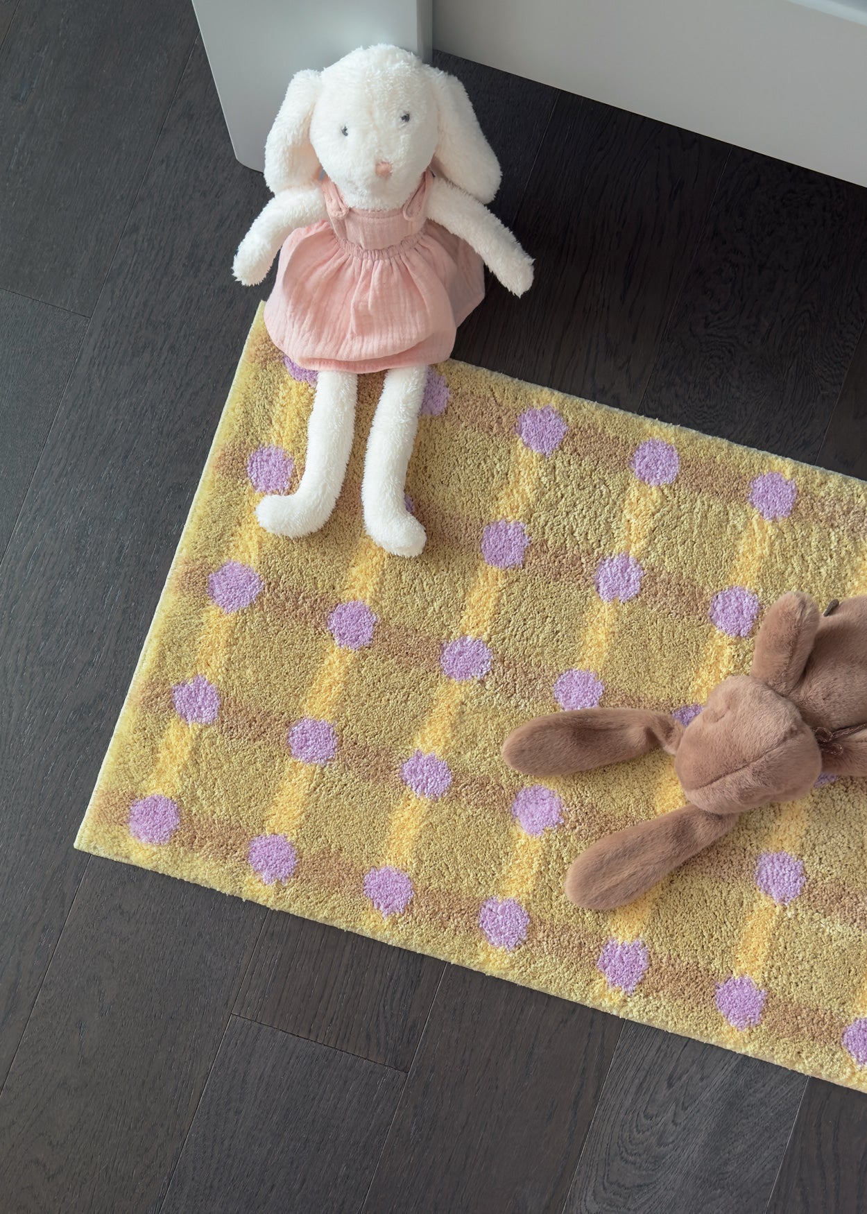 ドットチェックラグ - ラベンダーオンサンド 140x45