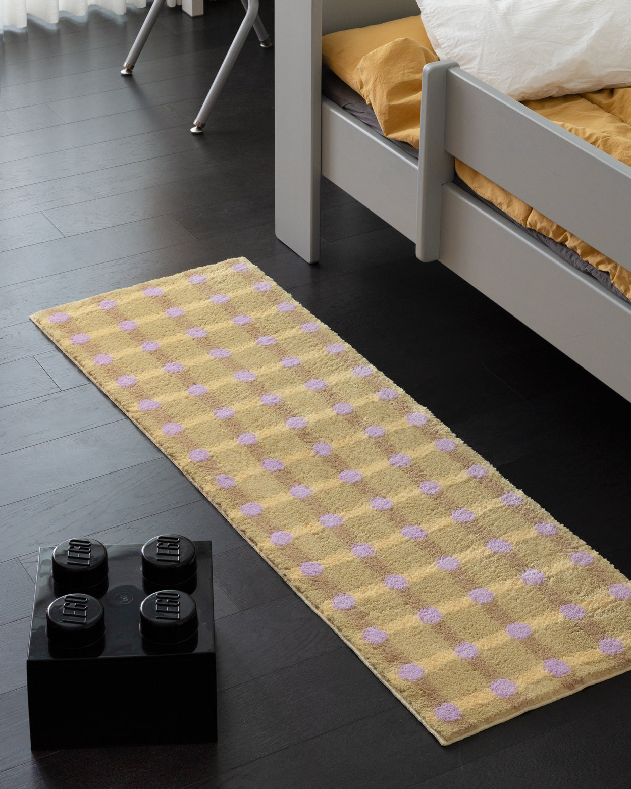 ドットチェックラグ - ラベンダーオンサンド 140x45