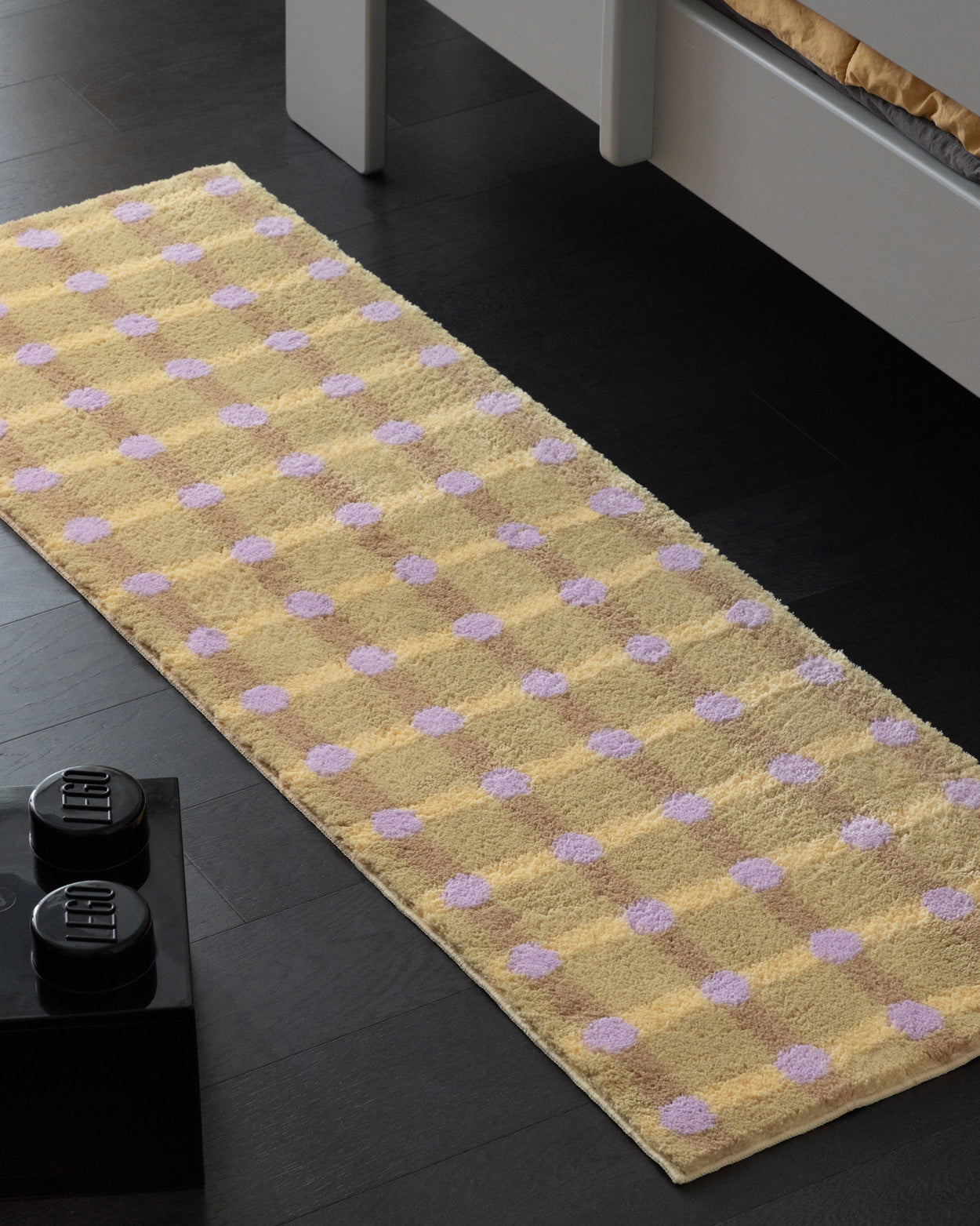 ドットチェックラグ - ラベンダーオンサンド 140x45