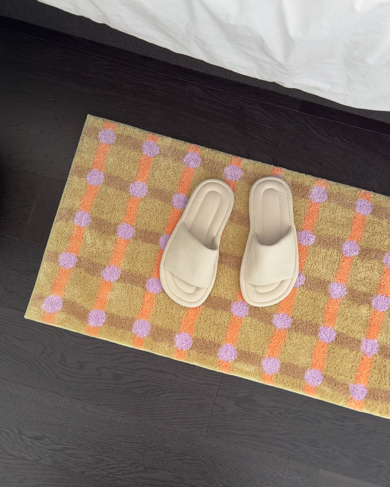 ドットチェックラグ - タンジェリン・オン・サンド 140x45