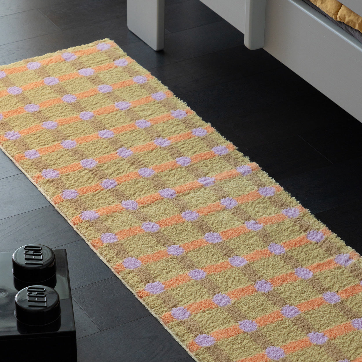 ドットチェックラグ - タンジェリン・オン・サンド 140x45