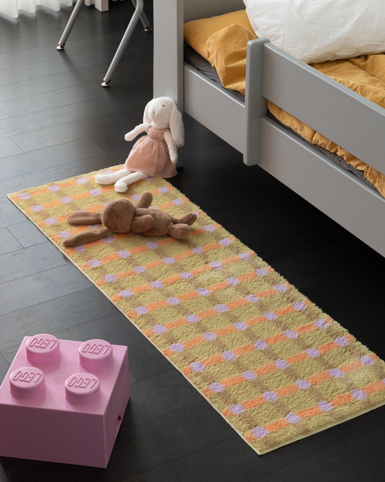 ドットチェックラグ - タンジェリン・オン・サンド 140x45