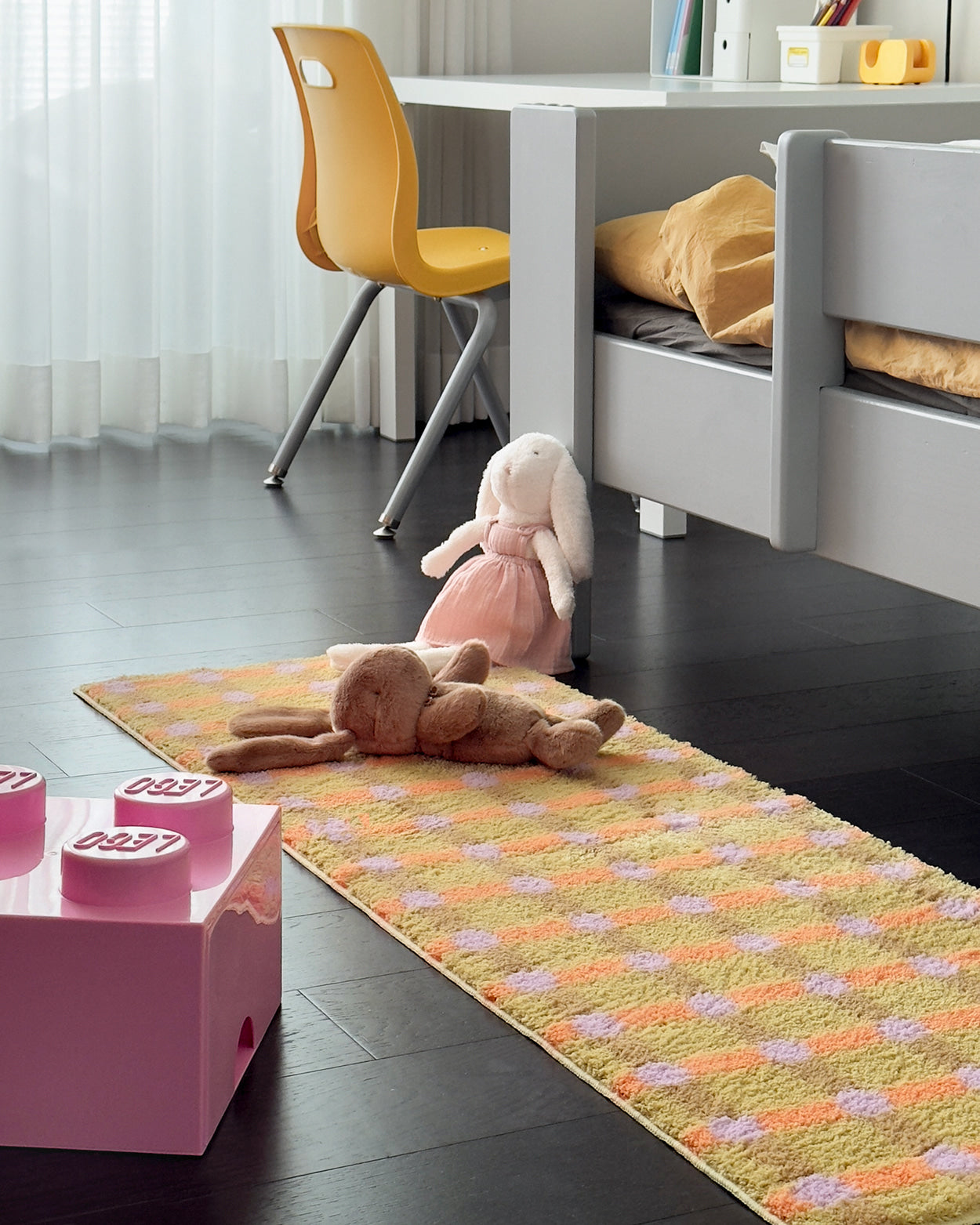 ドットチェックラグ - タンジェリン・オン・サンド 140x45