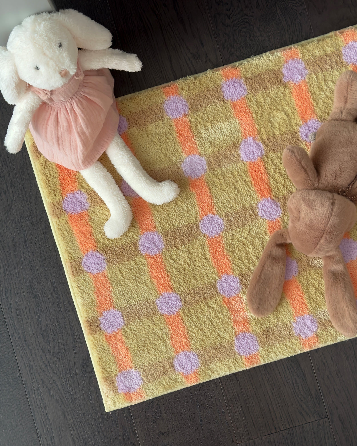 ドットチェックラグ - タンジェリン・オン・サンド 140x45