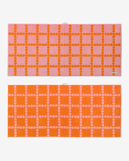 [ビーチ＆バス] ブロッサムチェック ビッグタオル ピンク