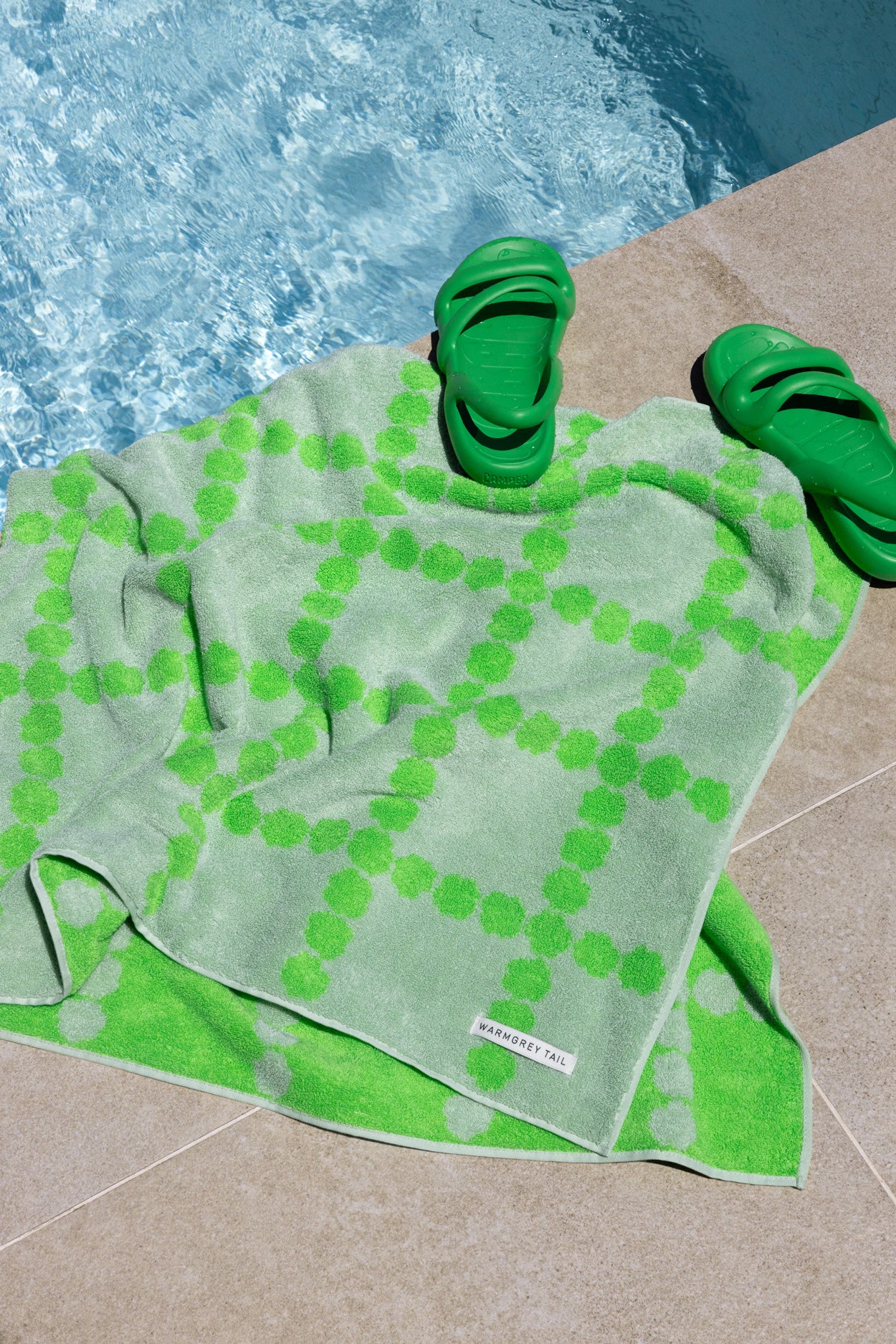 [ビーチ＆バス] ブロッサムチェック ビッグタオル グリーン