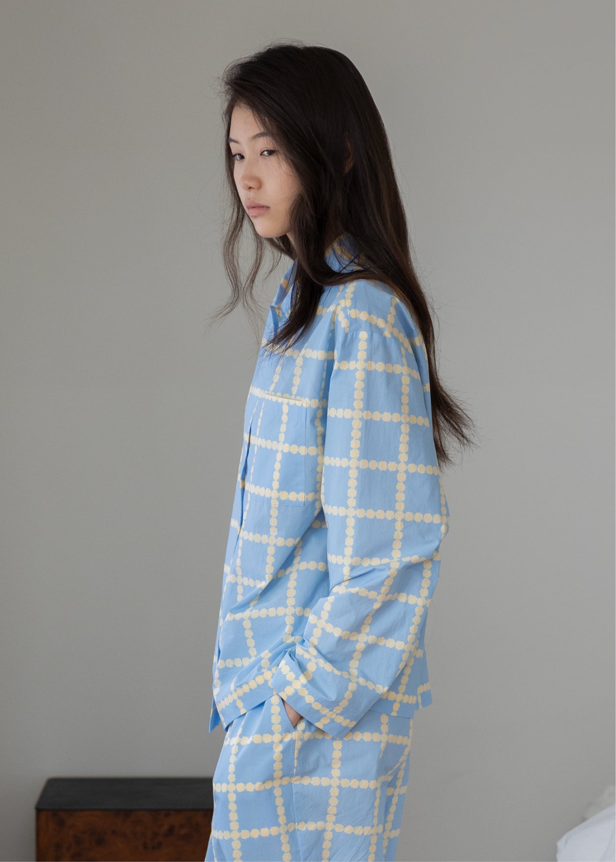 [PRE-ORDER UNTIL OCT 29] BLOSSOM CHECK PAJAMA PANTS - BLUE