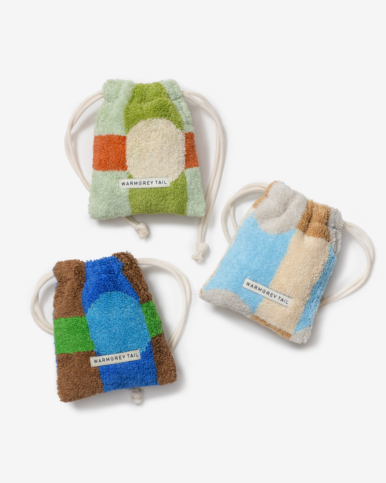 [WGT限定] ドットチェック テリーポーチ - グレーオンクリーム