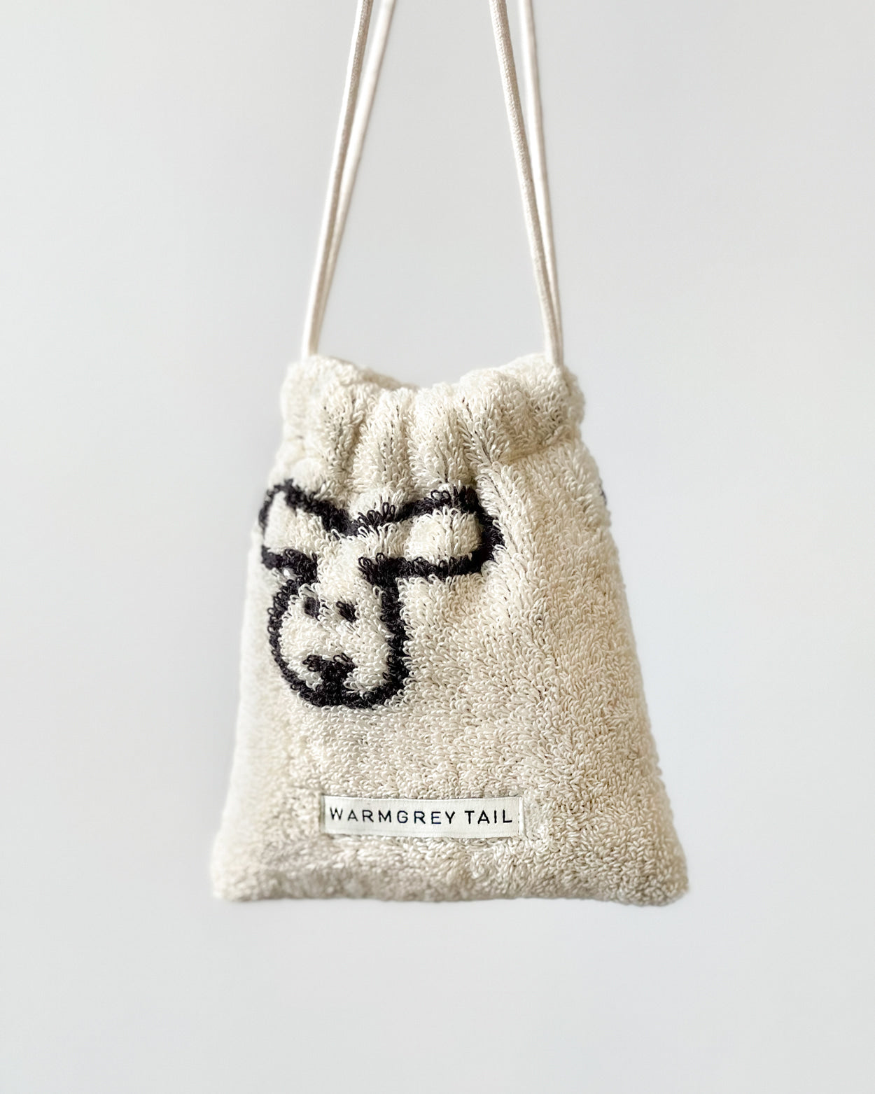 [WGT限定] ドットチェック テリーポーチ - グレーオンクリーム