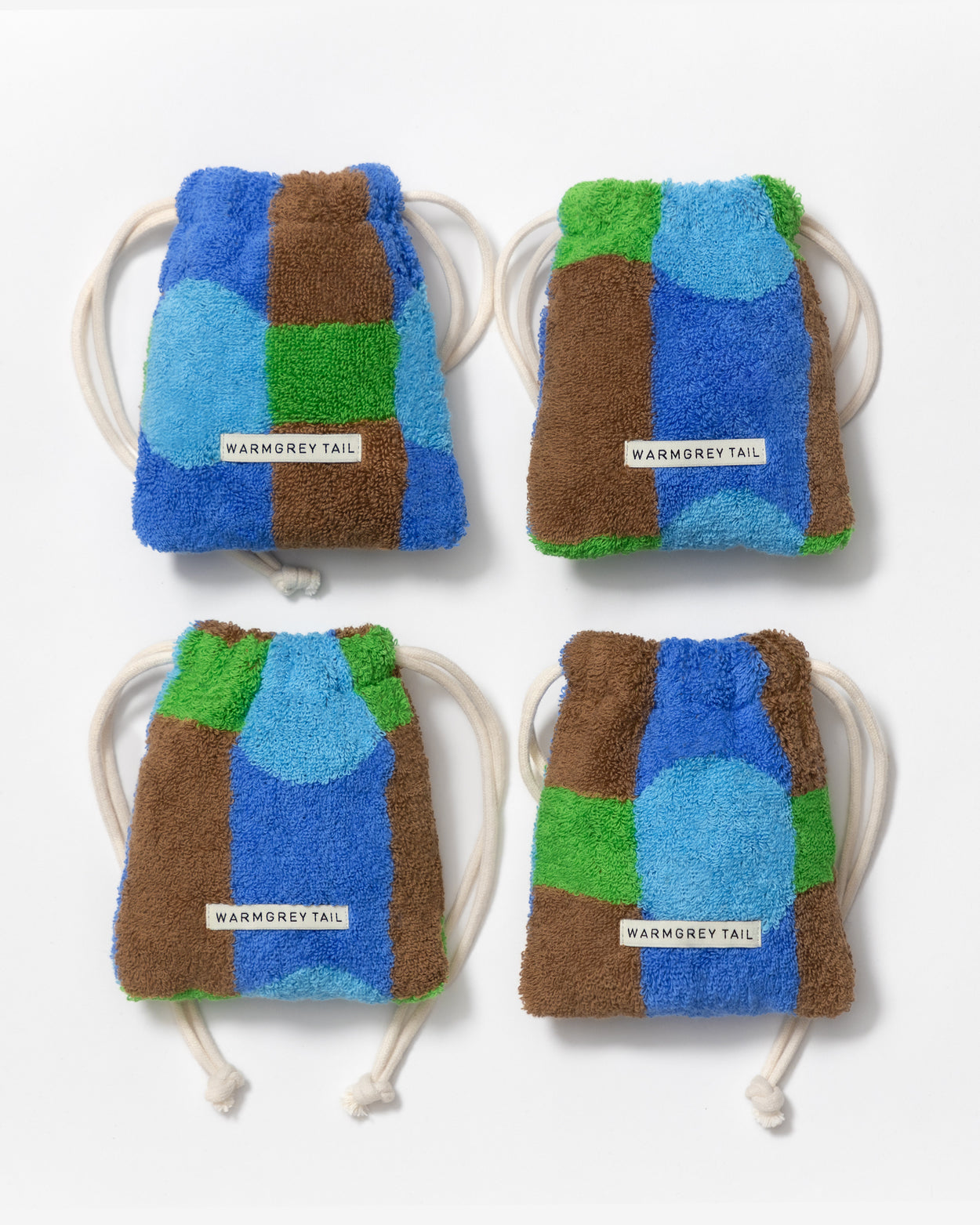 [WGT限定] ドットチェック テリーポーチ - ブルーオンブリック