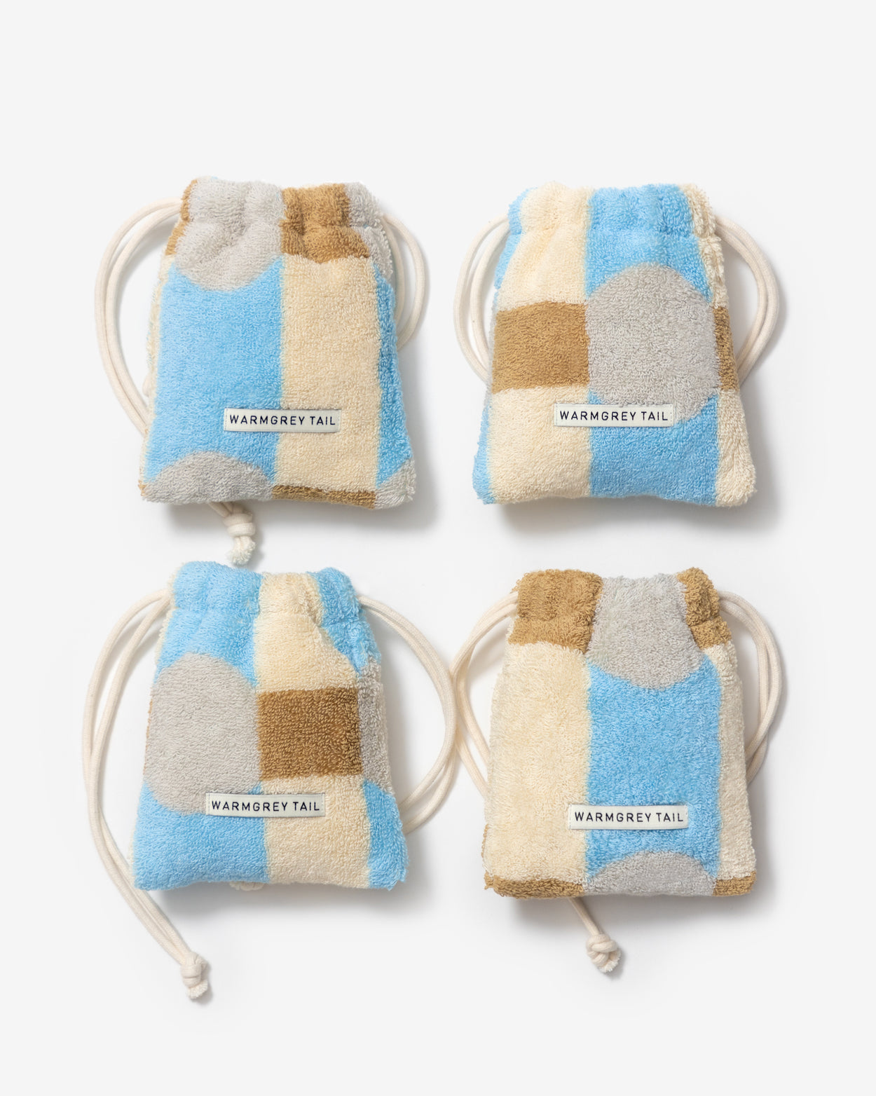 [WGT限定] ドットチェック テリーポーチ - グレーオンクリーム