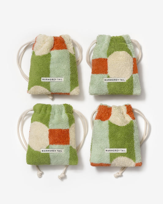 [WGT限定] ドットチェック テリーポーチ - クリームオンミント